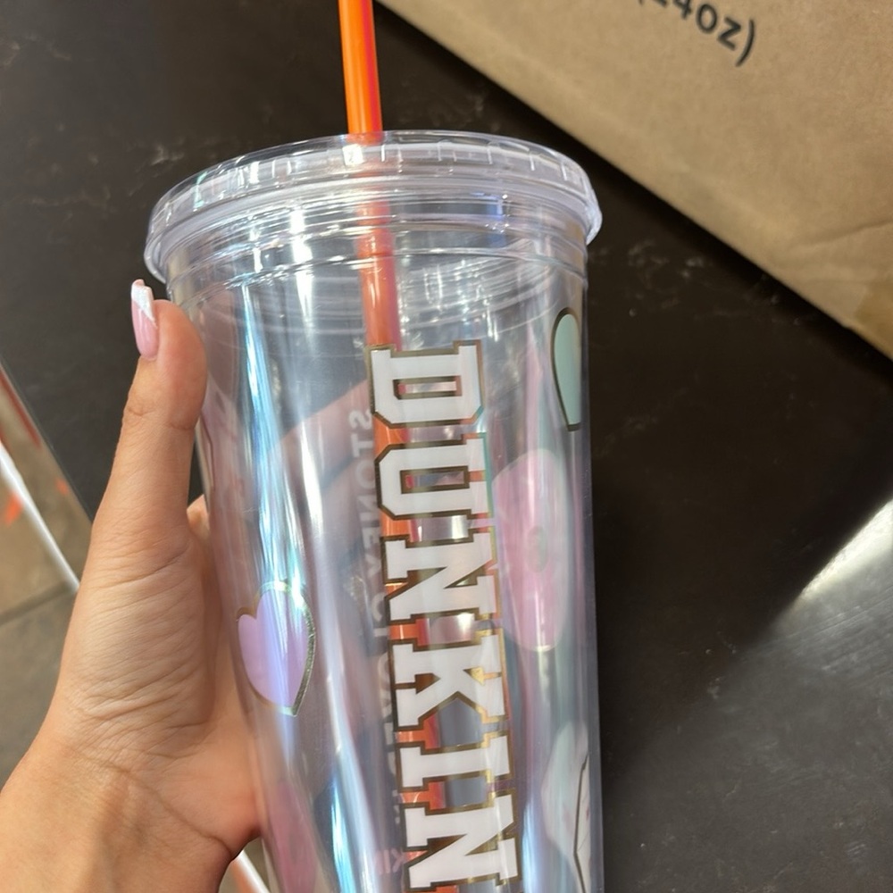 Clear Tumbler with Orange Straw